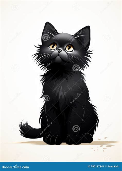 Silueta De Un Lindo Gato Negro Stock De Ilustraci N Ilustraci N De