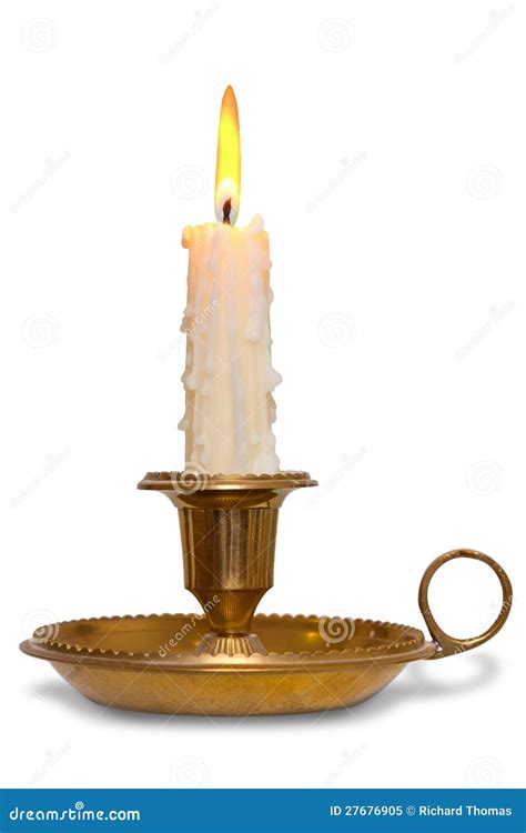 Candle in brass holder stock image. Image of handheld - 27676905