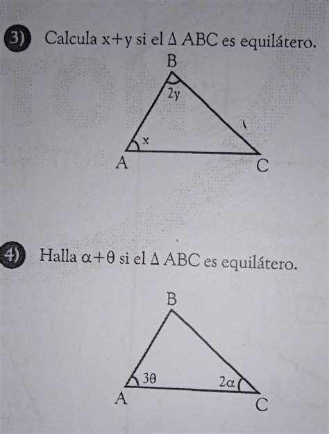 Calcula X Y Si El Abc Es Equil Tero Halla Si El Abc Es