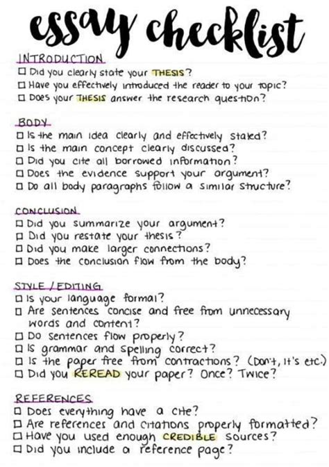 Essay Checklist