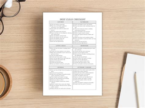 Deep Clean Checklist Printable Minimalist Deep Clean Checklist Instant Download Cleaning ...