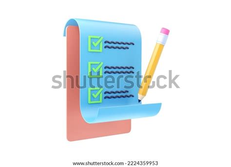 Checklist D Render Paper List Questionnaire Stock Illustration