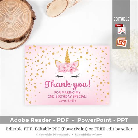 Zonon Piece Unicorn Thank You Card Set With Envelopes And