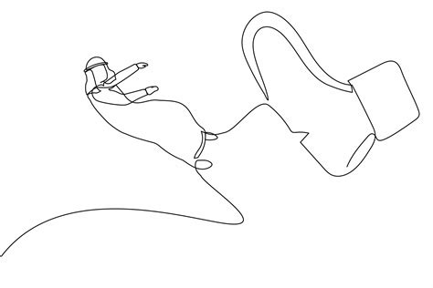 Single Continuous Line Drawing Active Arab Businessman Kicked Out By