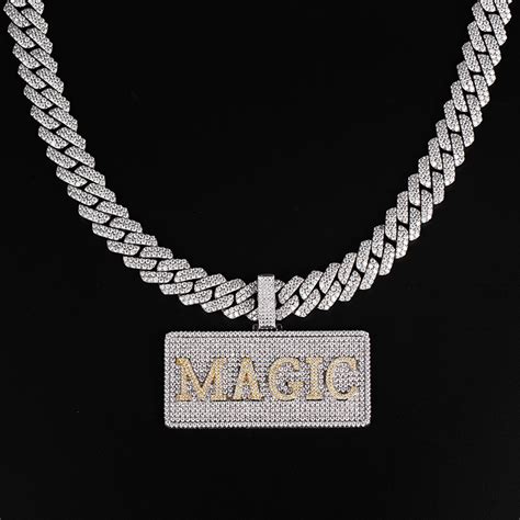 Hip Hop Men Fashion Necklace Jewelry Silver Moissanite Diamond Pendant