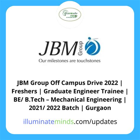 JBM Group Off Campus Drive 2022 Freshers Graduate Engineer Trainee