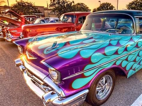 Killer Kool Color Combo On This Flamed 57 Chevy Custom Cars Paint