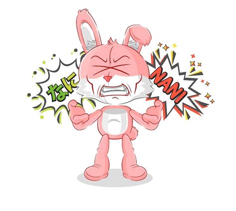 Premium Vector | Pink bunny anime angry vector cartoon character