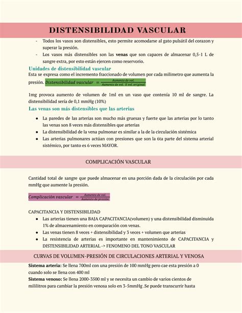 Solution Distensibilidad Vascular Y Funciones De Los Sistemas Arterial