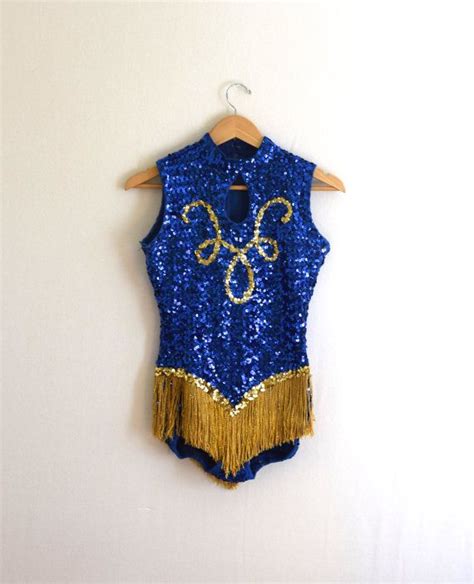 60s Blue Sequin Cabaret Leotard 1960s Showgirl Bodysuit Algy Dance