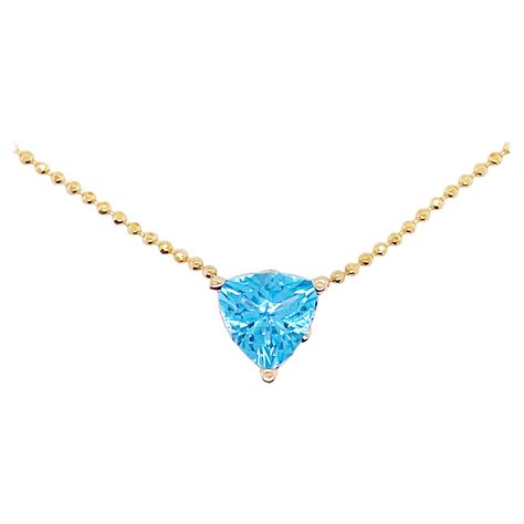 London Blue Topaz Gemstone Crown Pendant Necklace 14 Karat Gold 1 10