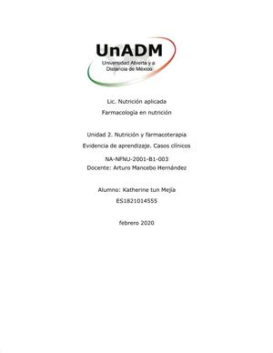 FNU U2 ATR XXYY autorreflexión de la unidad 2 de farmacología