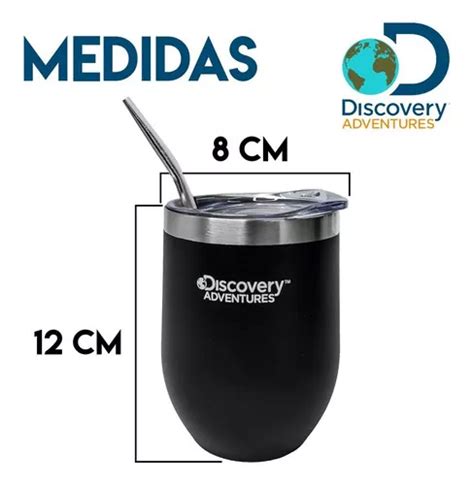 Mate Acero Inoxidable Vaso Térmico Discovery Tapa Bombilla Color Negro