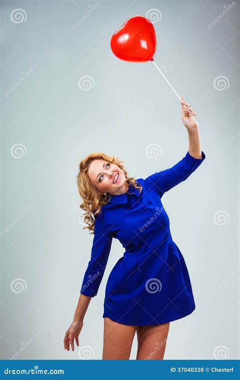 Blonde Woman Holding Ballons Stock Photo Image Of Girl Portrait