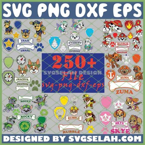 Paw Patrol Svg Bundle Png Dxf Eps Design Cut Files Image Clipart Svg Selah