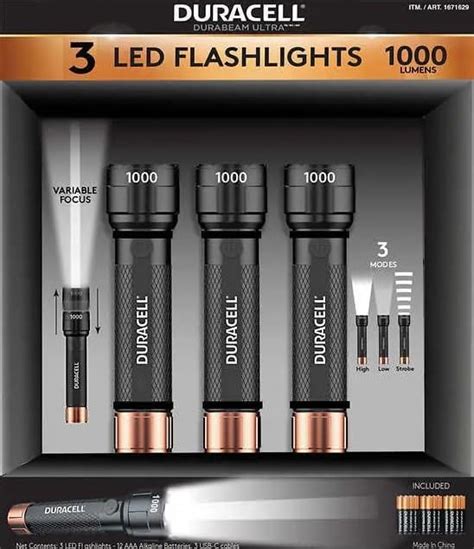 Duracell Durabeam Ultra Hybrid Led Flashlights With Mode Functions