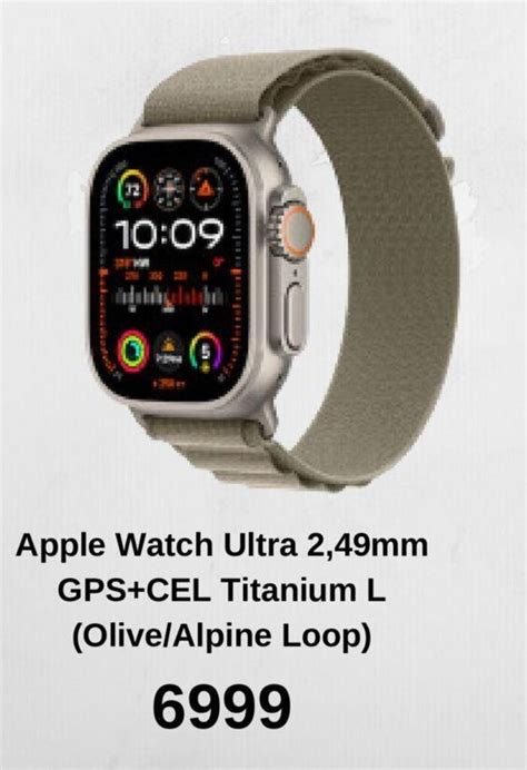 Apple Watch Ultra 2 49mm GPS CEL Titanium L Olive Alpine Loop Tilbud