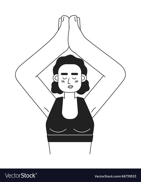 Woman Stretching In Yoga Pose Monochromatic Flat Vector Image