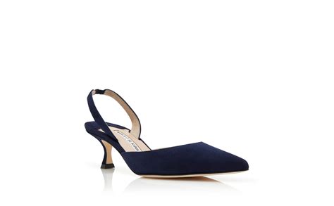 Carolyne 50 Navy Blue Suede Slingback Pumps Manolo Blahnik