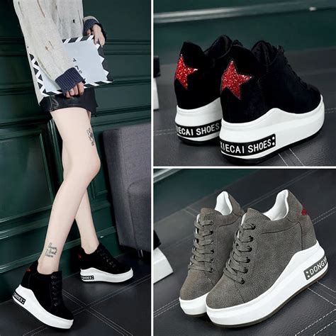 Women Sequins Star Details High Heel Suede Casual Sports Shoes Sport