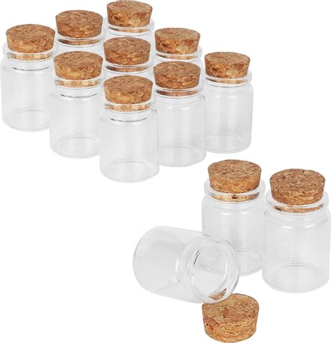 Yishik Ml Pack Mini Glass Jars With Cork Stopper Oz Clear Glass