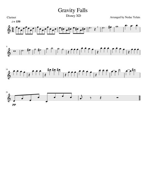 Gravity Falls Clarinet Sheet Music For Clarinet In B Flat Solo