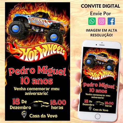 Convite Digital Hot Weels Modelo 2 Elo7 Produtos Especiais