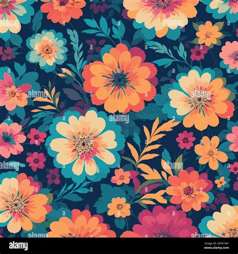 Colorful Floral Print Background Seamless Floral Pattern With Bright