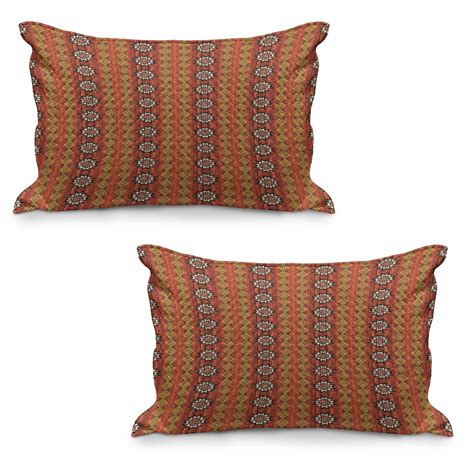 Orange Quilted Pillowcover Set Of Indigenous Cultural Motif Pattern