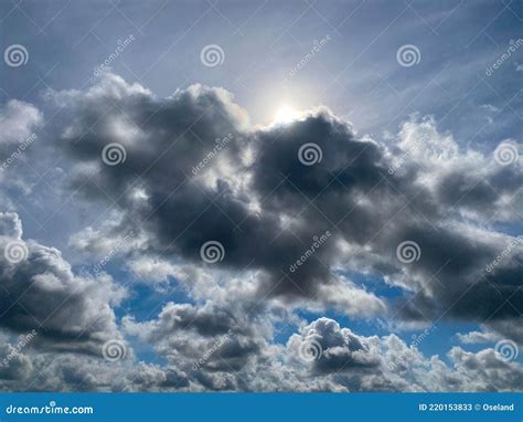 Bright Sun Shining Above Dark Clouds Stock Image Image Of Dark