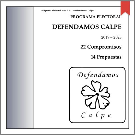 Programa Electoral Defendamos Calpe Defendamos Calpe