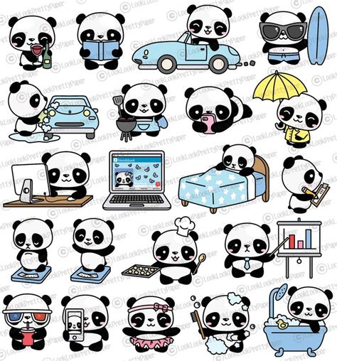 Premium Vector Clipart Kawaii Panda Cute Panda Planning - Etsy | Cute panda drawing, Panda ...