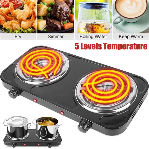 Hot Plate W Portable Electric Stove For Cooking With Levels Adjustable Temperature Dual