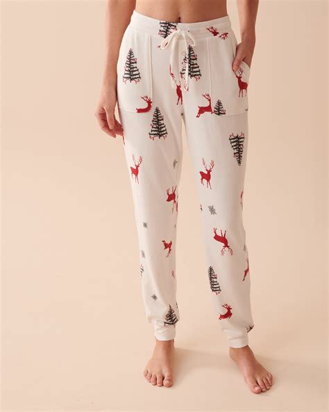 Recycled Fibers Fitted Pajama Pants Deer Forest La Vie En Rose