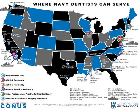 Map of Military Bases Where Navy Dentists Can Serve