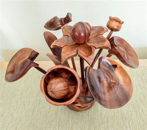 Mid Century Modern Wood Flower Bouquet Arrangement Tabletop Etsy