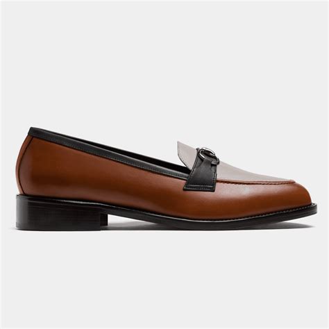 Horsebit Loafer in brown, black & white leather