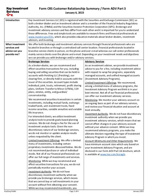 Fillable Online Adv Customer Relationship Summary Form Crs Fax Email