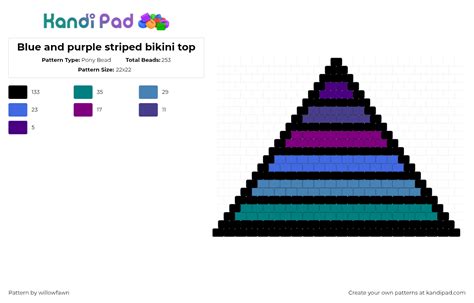 Blue And Purple Striped Bikini Top Pony Bead Pattern Kandi Pad Kandi Patterns Fuse Bead