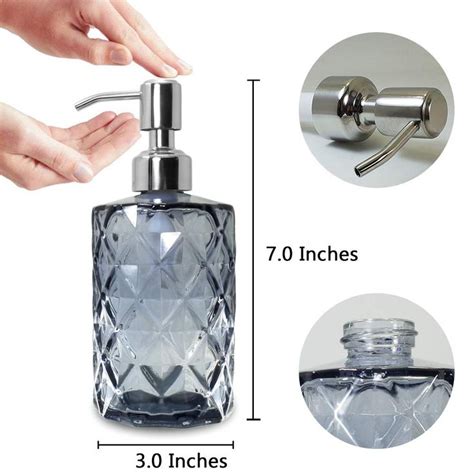 Jasai Diamond Design Glass Soap Dispenser With 304 Rust Proof Stainless