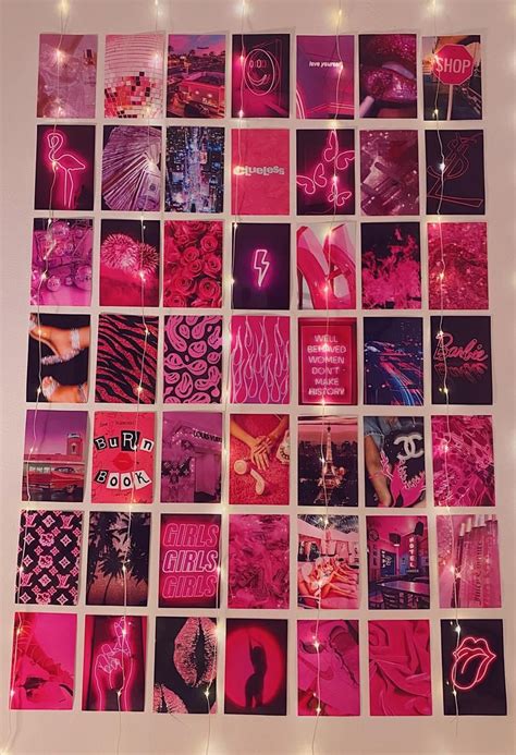 50pc Neon Pink Photo Collage Kit Etsy Pink Photo Photo Collage