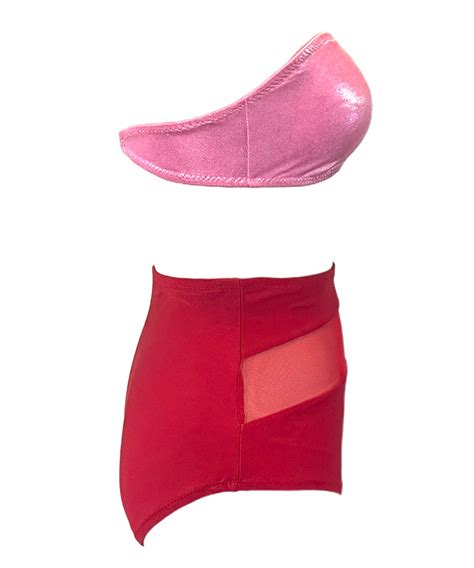 B R E N D A Coral Bandeau Low Rise Swimsuit Bikini Set Swim With Poppies