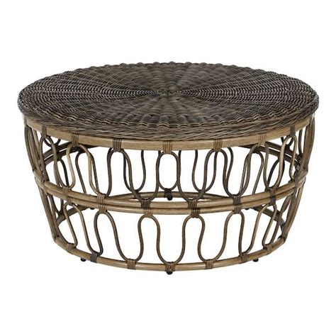 Hampton Bay Gia Round Wicker Outdoor Accent Table The