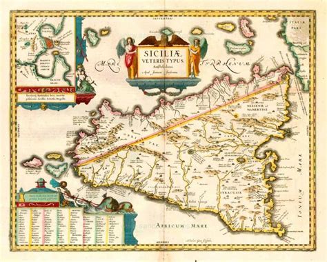 Old Antique Map Of Sicily By Johannes Janssonius Sanderus Website