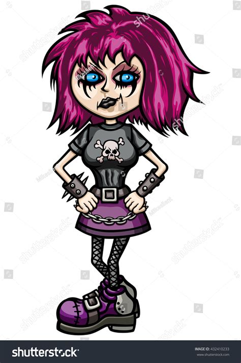 Goth Cool Teenage Girl Illustration Cartoon Stockillustration