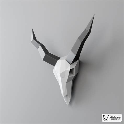 Skull Diy Papercraft Skull Paper Craft 3d Horns Diy T 3d Etsy