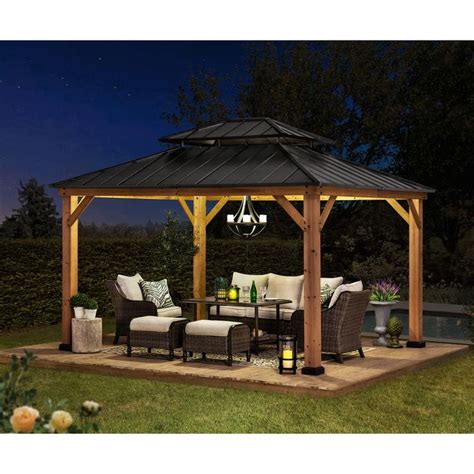 Sunjoy Archwood Ft X Ft Cedar Frame Gazebo With Double Tier