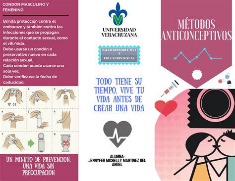 Triptico Metodos Anticonceptivos Condon Masculino Y Femenino Brinda Contra El Embarazo Y