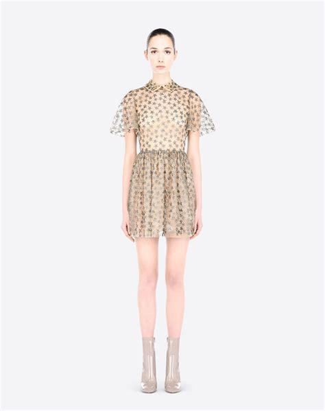 Valentino Dress In Embroidered Chiffon in Metallic | Lyst