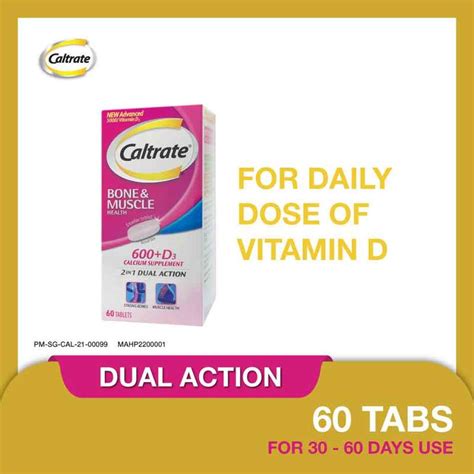 Caltrate 600d 600mg Calcium Supplement 60 Tablets Guardian Singapore